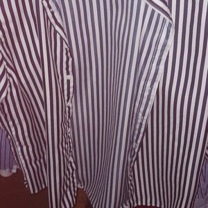 Xl vertical stripe blue white casual shirt rayon feel no iron